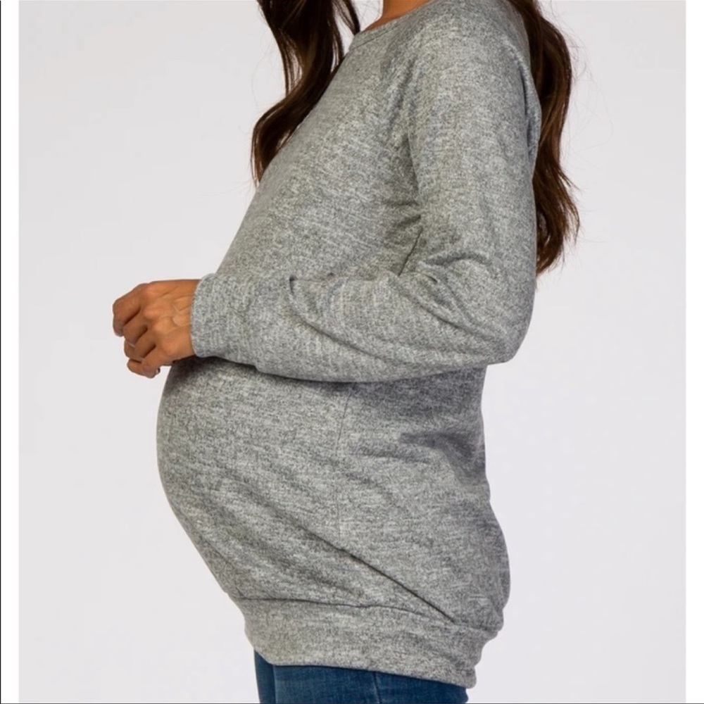 Pinkblush Gray Maternity Scoop Neck Sweatshirt Size Large - Picture 2 of 10